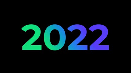 Poster - Happy New Year. Colorful neon light 2022 on black background. Animation