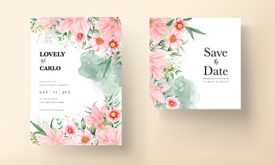 watercolor wedding invitation beautiful flower  template