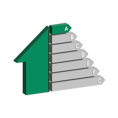 energy saving concept - energy efficiency ratings - house 3d icon with ratings to display energy per