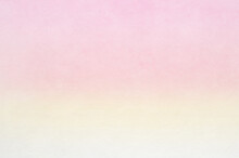 Plain Washi Paper Background Dyed In Modern Colors. Japanese Paper Texture With Pink And Yellow Color Gradient. 