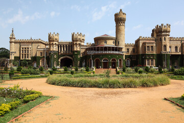 Panoramic view of world famous Bangalore Palace in state capital Bangaluru, Karnataka, India.