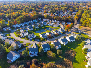 Poster - aerial view of residential community in autumn