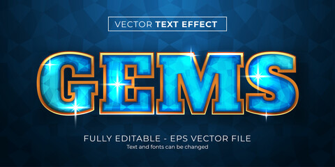 Editable text effect blue gems style