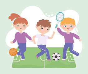 Canvas Print - cute kids sport