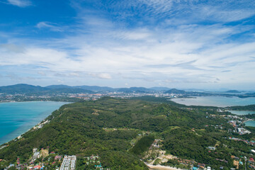 Aerial view Drone camera of Tropical Phuket island in summer season