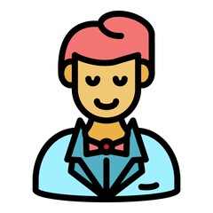 Poster - Smiling husband icon. Outline smiling husband vector icon color flat isolated