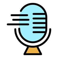 Poster - Podcast education icon. Outline podcast education vector icon color flat isolated