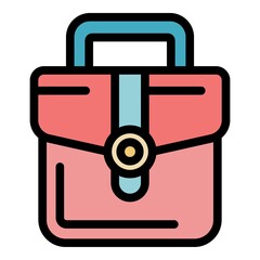 Poster - Outsource leather bag icon. Outline outsource leather bag vector icon color flat isolated