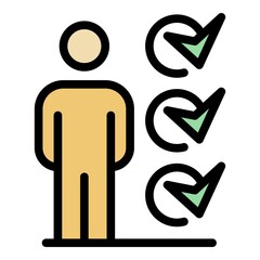 Poster - Outsource to do list person icon. Outline outsource to do list person vector icon color flat isolated