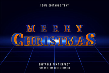 Poster - Merry christmas, 3 dimensions editable text effect modern blue golden text style