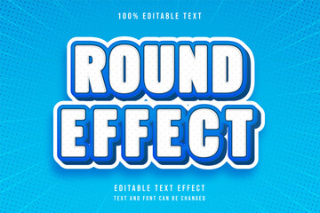 Poster - Round effect, 3 dimensions editable text effect modern blue white text style