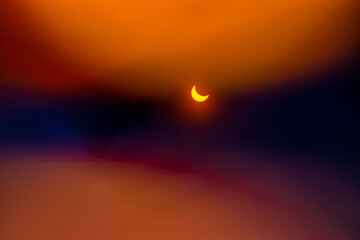 Sticker - Partial solar eclipse. Silver of sunshine before totality.