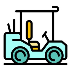 Poster - golf cart car icon. outline golf cart car vector icon color flat isolated