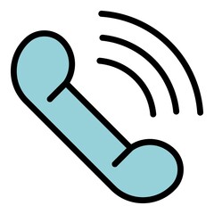 Poster - Call phone icon. Outline call phone vector icon color flat isolated