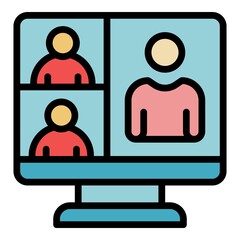 Aufkleber - video room call icon. outline video room call vector icon color flat isolated