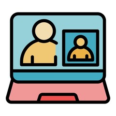 Poster - Online webinar icon. Outline online webinar vector icon color flat isolated