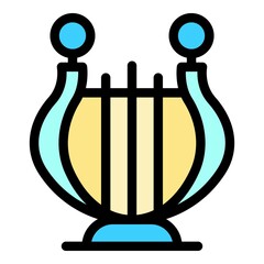 Poster - Harp icon. Outline harp vector icon color flat isolated