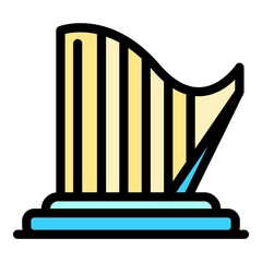 Poster - Ancient harp icon. Outline ancient harp vector icon color flat isolated