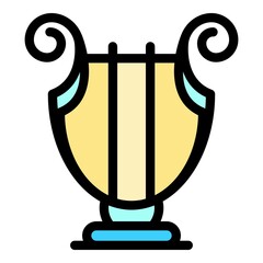 Poster - Musical harp icon. Outline musical harp vector icon color flat isolated