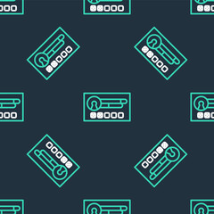 Poster - Line Create account screen icon isolated seamless pattern on black background. Vector