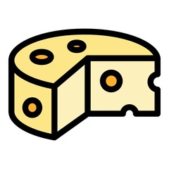 Poster - Round cheese icon. Outline round cheese vector icon color flat isolated