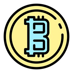 Sticker - Crypto bitcoin icon. Outline crypto bitcoin vector icon color flat isolated