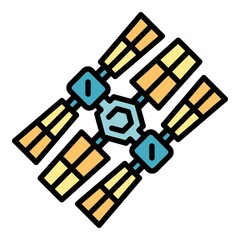 Poster - Space station icon. Outline space station vector icon color flat isolated