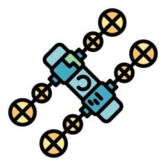 Poster - Solar space station icon. Outline solar space station vector icon color flat isolated