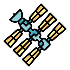Poster - Space station universe icon. Outline space station universe vector icon color flat isolated