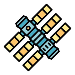 Poster - Earth space station icon. Outline earth space station vector icon color flat isolated