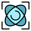 Physics gyroscope icon. Outline physics gyroscope vector icon color flat isolated