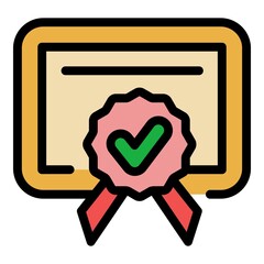 Poster - Quality diploma icon. Outline quality diploma vector icon color flat isolated