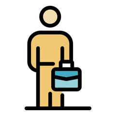 Poster - Worker man icon. Outline worker man vector icon color flat isolated