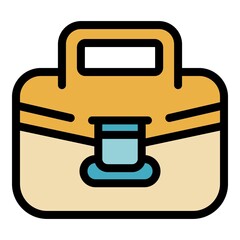 Poster - Suitcase office icon. Outline suitcase office vector icon color flat isolated