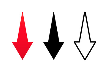 Poster - Arrow down icon set. Vector. Download icon, upload files. Vector EPS 10. Isolated on white background