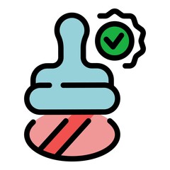 Poster - Approved stampicon. Outline approved stamp vector icon color flat isolated