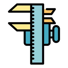 Poster - Calibrated caliper icon. Outline calibrated caliper vector icon color flat isolated