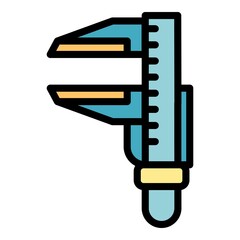 Poster - Device caliper icon. Outline device caliper vector icon color flat isolated