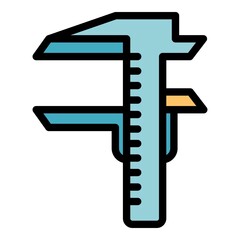 Poster - Equipment caliper icon. Outline equipment caliper vector icon color flat isolated