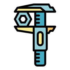Poster - Bolt caliper icon. Outline bolt caliper vector icon color flat isolated