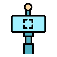 Poster - Phone selfie stick icon. Outline phone selfie stick vector icon color flat isolated