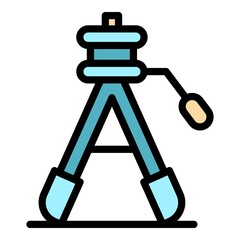 Poster - Builder tripod icon. Outline builder tripod vector icon color flat isolated
