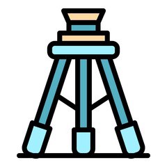 Poster - Construction tripod icon. Outline construction tripod vector icon color flat isolated
