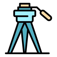 Poster - Photo tripod icon. Outline photo tripod vector icon color flat isolated