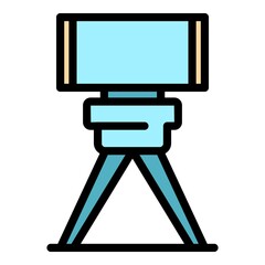 Poster - Smartphone tripod icon. Outline smartphone tripod vector icon color flat isolated