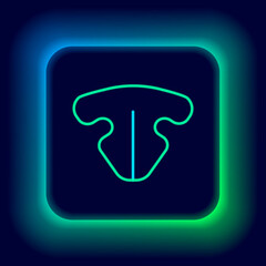 Wall Mural - Glowing neon line Cat nose icon isolated on black background. Colorful outline concept. Vector