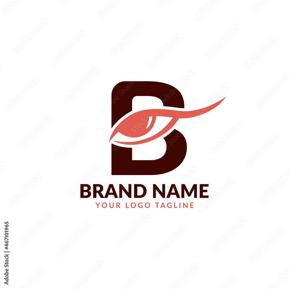 letter B with eye vector logo design for fashion brand, beauty optic ...