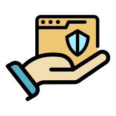 Poster - Security browser icon. Outline security browser vector icon color flat isolated