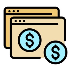 Poster - Paid browser icon. Outline paid browser vector icon color flat isolated