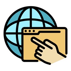 Poster - Click internet icon. Outline click internet vector icon color flat isolated